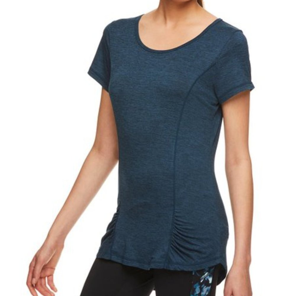 Women's Gaiam Energy Yoga Tee Color: Deep Dive Heather, XS